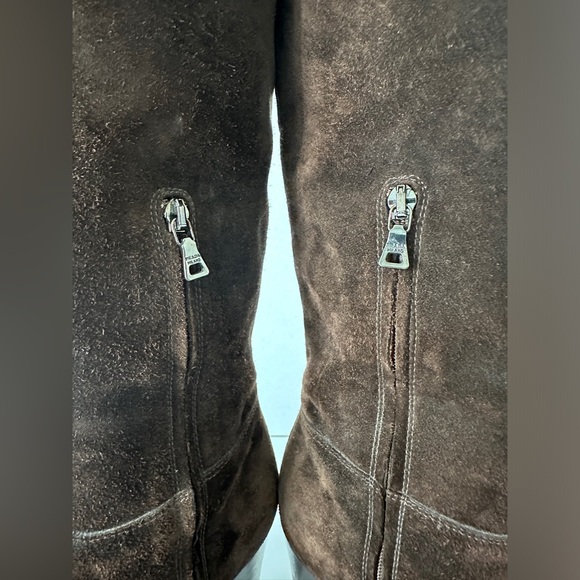 Prada Moro Suede Stretch Knee High Boots Brown 38.5 (US 8.5) Women’s tall boots - Picture 7 of 14